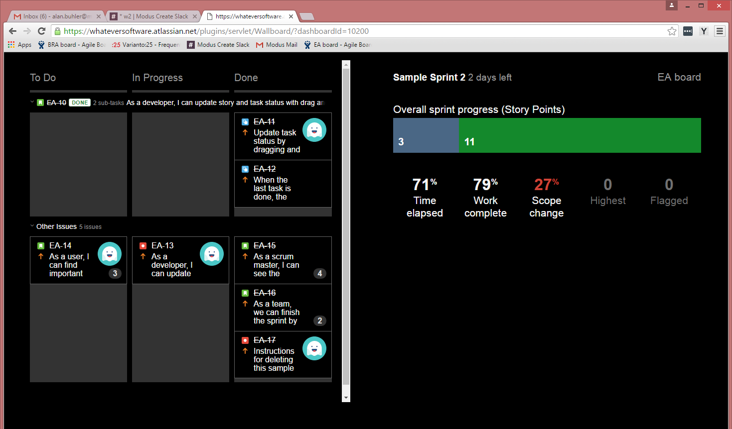 Viewing Jira Dashboard Screen 2