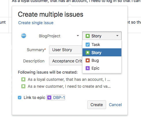 Select Issue Type